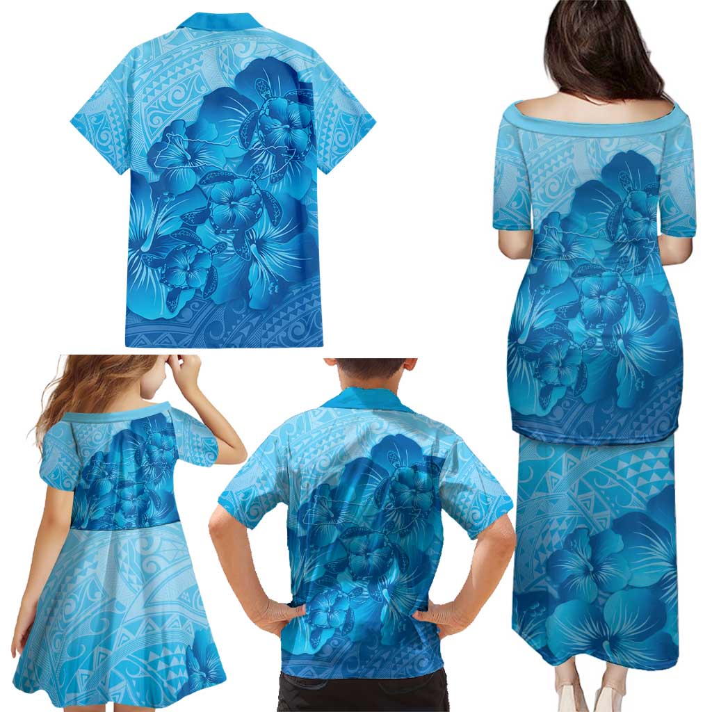 Aloha Hawaii Molokai Island Family Matching Puletasi and Hawaiian Shirt Hibiscus Tribal Honu Hawaiian Tattoo LT14 - Polynesian Pride