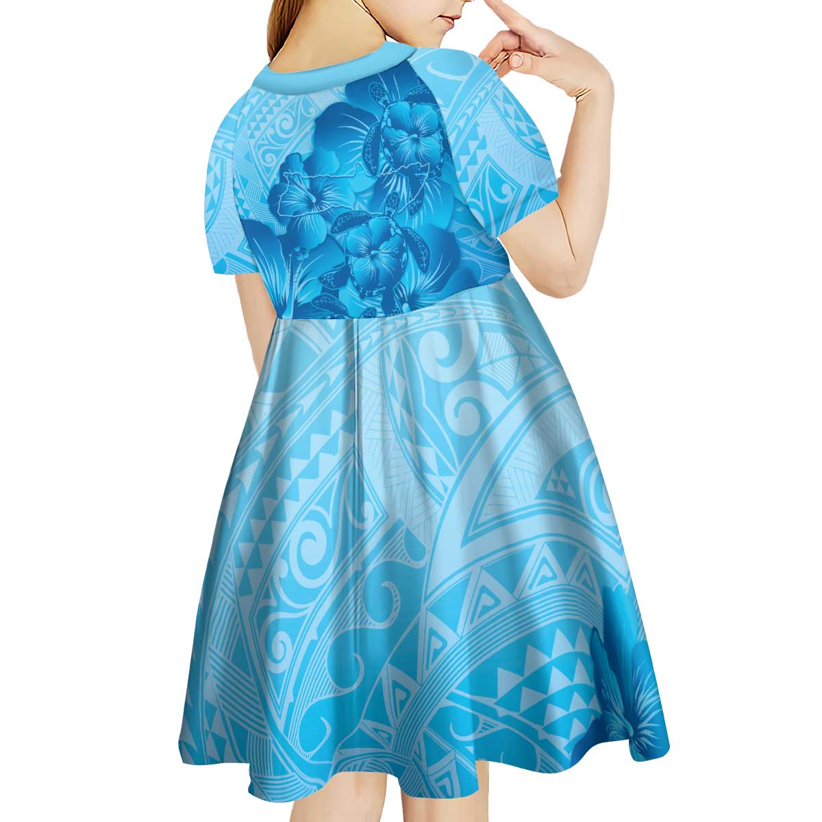 Aloha Hawaii Molokai Island Kid Short Sleeve Dress Hibiscus Tribal Honu Hawaiian Tattoo