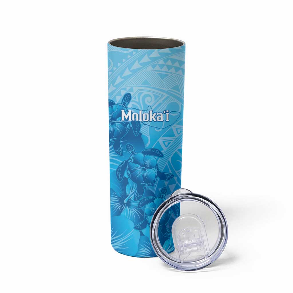 Aloha Hawaii Molokai Island Skinny Tumbler Hibiscus Tribal Honu Hawaiian Tattoo LT14 - Polynesian Pride
