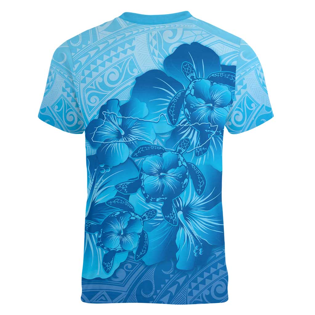 Aloha Hawaii Molokai Island Women V-Neck T-Shirt Hibiscus Tribal Honu Hawaiian Tattoo LT14 - Polynesian Pride