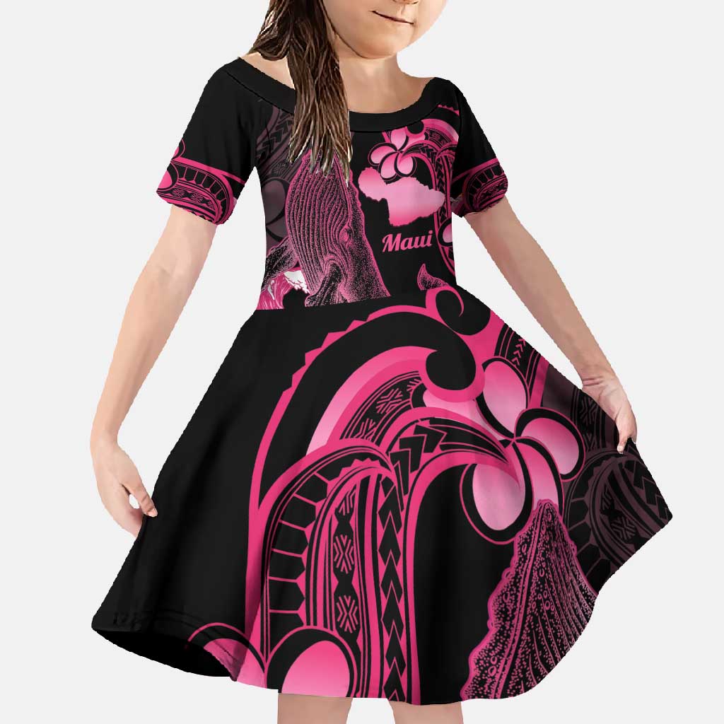 Aloha Hawaii Maui Family Matching Mermaid Dress and Hawaiian Shirt Valley Isle Humpback Whale Black LT14 Daughter's Dress Black - Polynesian Pride