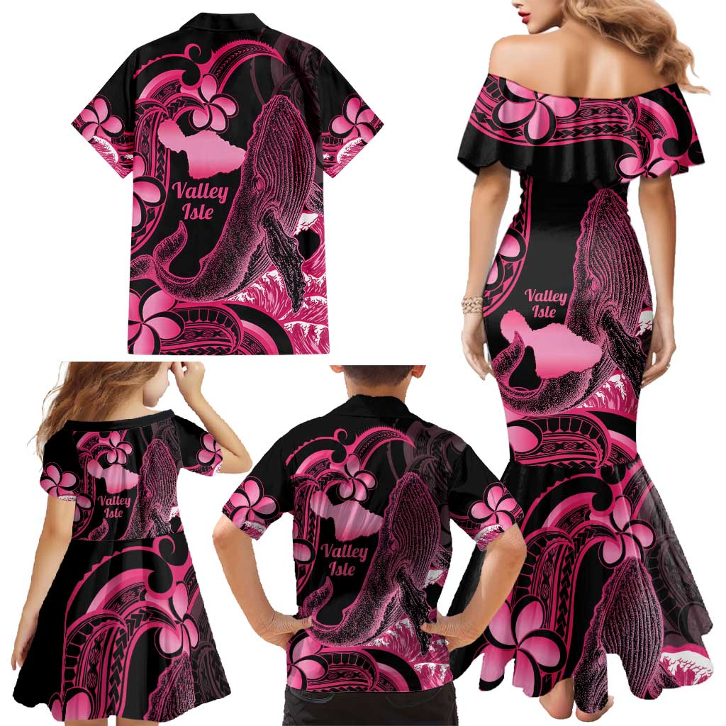 Aloha Hawaii Maui Family Matching Mermaid Dress and Hawaiian Shirt Valley Isle Humpback Whale Black LT14 - Polynesian Pride