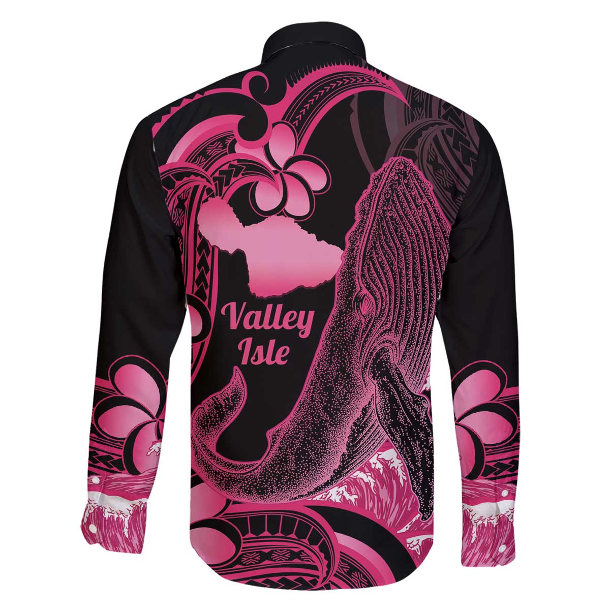 Aloha Hawaii Maui Family Matching Off The Shoulder Long Sleeve Dress and Hawaiian Shirt Valley Isle Humpback Whale Black LT14 - Polynesian Pride