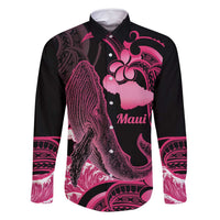 Aloha Hawaii Maui Family Matching Off Shoulder Maxi Dress and Hawaiian Shirt Valley Isle Humpback Whale Black LT14 Dad's Shirt - Long Sleeve Black - Polynesian Pride