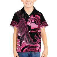 Aloha Hawaii Maui Family Matching Off Shoulder Maxi Dress and Hawaiian Shirt Valley Isle Humpback Whale Black LT14 Son's Shirt Black - Polynesian Pride