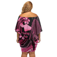 Aloha Hawaii Maui Family Matching Off Shoulder Short Dress and Hawaiian Shirt Valley Isle Humpback Whale Black LT14 - Polynesian Pride