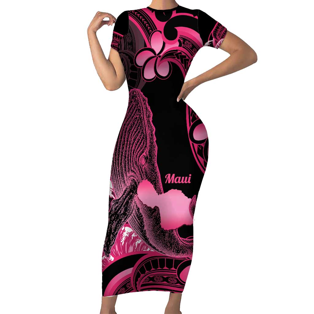 Aloha Hawaii Maui Family Matching Short Sleeve Bodycon Dress and Hawaiian Shirt Valley Isle Humpback Whale Black LT14 Mom's Dress Black - Polynesian Pride