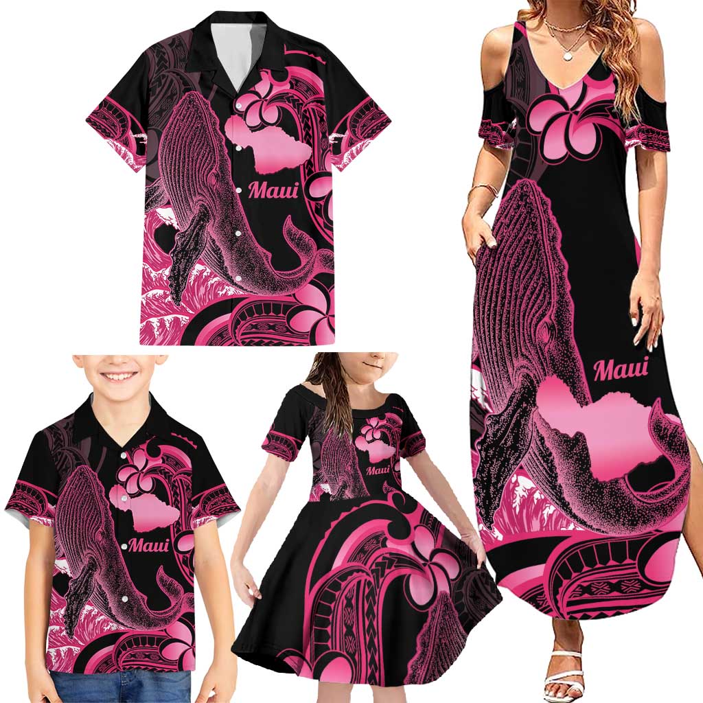 Aloha Hawaii Maui Family Matching Summer Maxi Dress and Hawaiian Shirt Valley Isle Humpback Whale Black LT14 - Polynesian Pride
