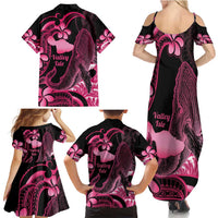 Aloha Hawaii Maui Family Matching Summer Maxi Dress and Hawaiian Shirt Valley Isle Humpback Whale Black LT14 - Polynesian Pride