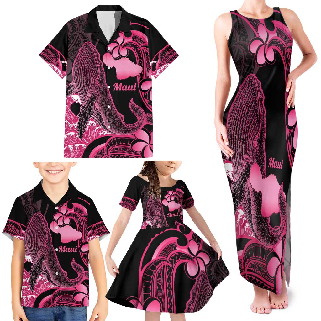 Aloha Hawaii Maui Family Matching Tank Maxi Dress and Hawaiian Shirt Valley Isle Humpback Whale Black LT14 - Polynesian Pride