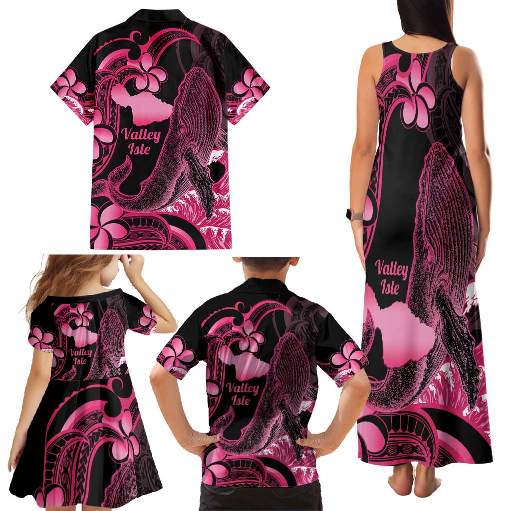 Aloha Hawaii Maui Family Matching Tank Maxi Dress and Hawaiian Shirt Valley Isle Humpback Whale Black LT14 - Polynesian Pride