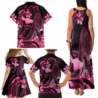 Aloha Hawaii Maui Family Matching Tank Maxi Dress and Hawaiian Shirt Valley Isle Humpback Whale Black LT14 - Polynesian Pride