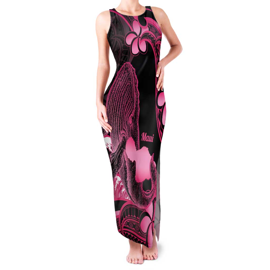 Aloha Hawaii Maui Family Matching Tank Maxi Dress and Hawaiian Shirt Valley Isle Humpback Whale Black LT14 Mom's Dress Black - Polynesian Pride