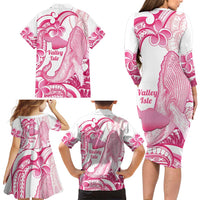 Aloha Hawaii Maui Family Matching Long Sleeve Bodycon Dress and Hawaiian Shirt Valley Isle Humpback Whale White LT14 - Polynesian Pride