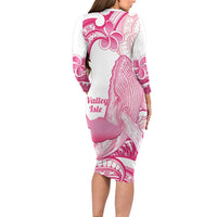 Aloha Hawaii Maui Family Matching Long Sleeve Bodycon Dress and Hawaiian Shirt Valley Isle Humpback Whale White LT14 - Polynesian Pride