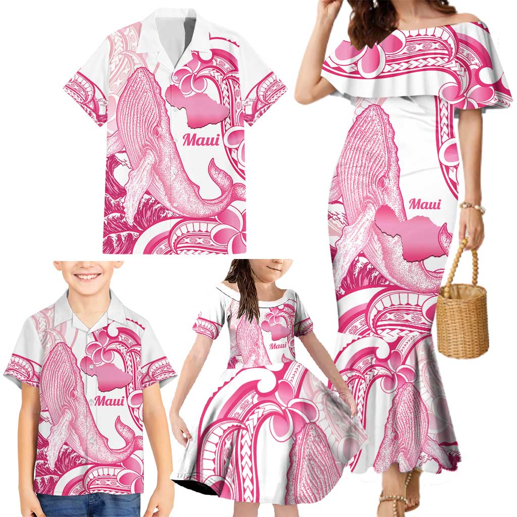 Aloha Hawaii Maui Family Matching Mermaid Dress and Hawaiian Shirt Valley Isle Humpback Whale White LT14 - Polynesian Pride
