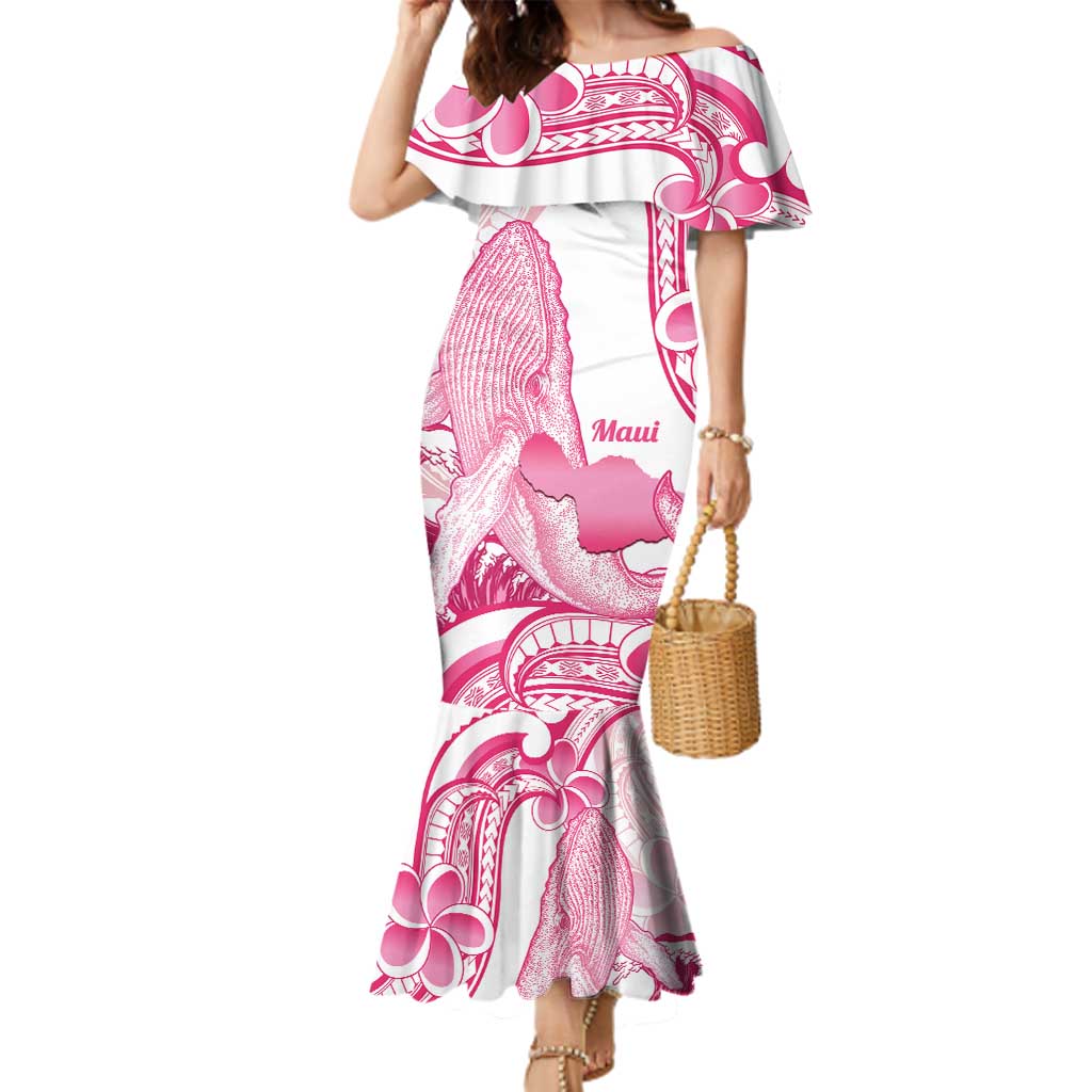 Aloha Hawaii Maui Family Matching Mermaid Dress and Hawaiian Shirt Valley Isle Humpback Whale White LT14 Mom's Dress White - Polynesian Pride