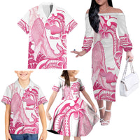 Aloha Hawaii Maui Family Matching Off The Shoulder Long Sleeve Dress and Hawaiian Shirt Valley Isle Humpback Whale White LT14 - Polynesian Pride