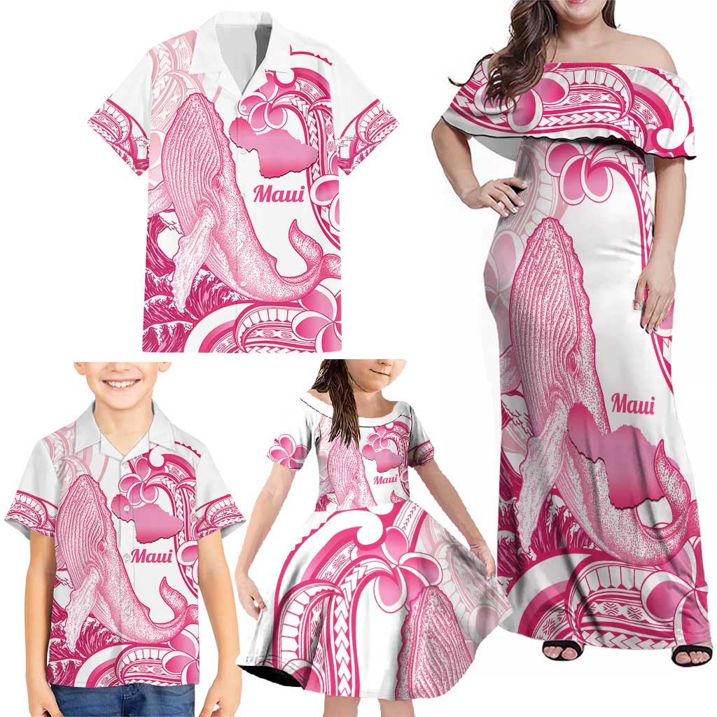 Aloha Hawaii Maui Family Matching Off Shoulder Maxi Dress and Hawaiian Shirt Valley Isle Humpback Whale White LT14 - Polynesian Pride