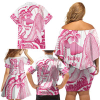Aloha Hawaii Maui Family Matching Off Shoulder Short Dress and Hawaiian Shirt Valley Isle Humpback Whale White LT14 - Polynesian Pride
