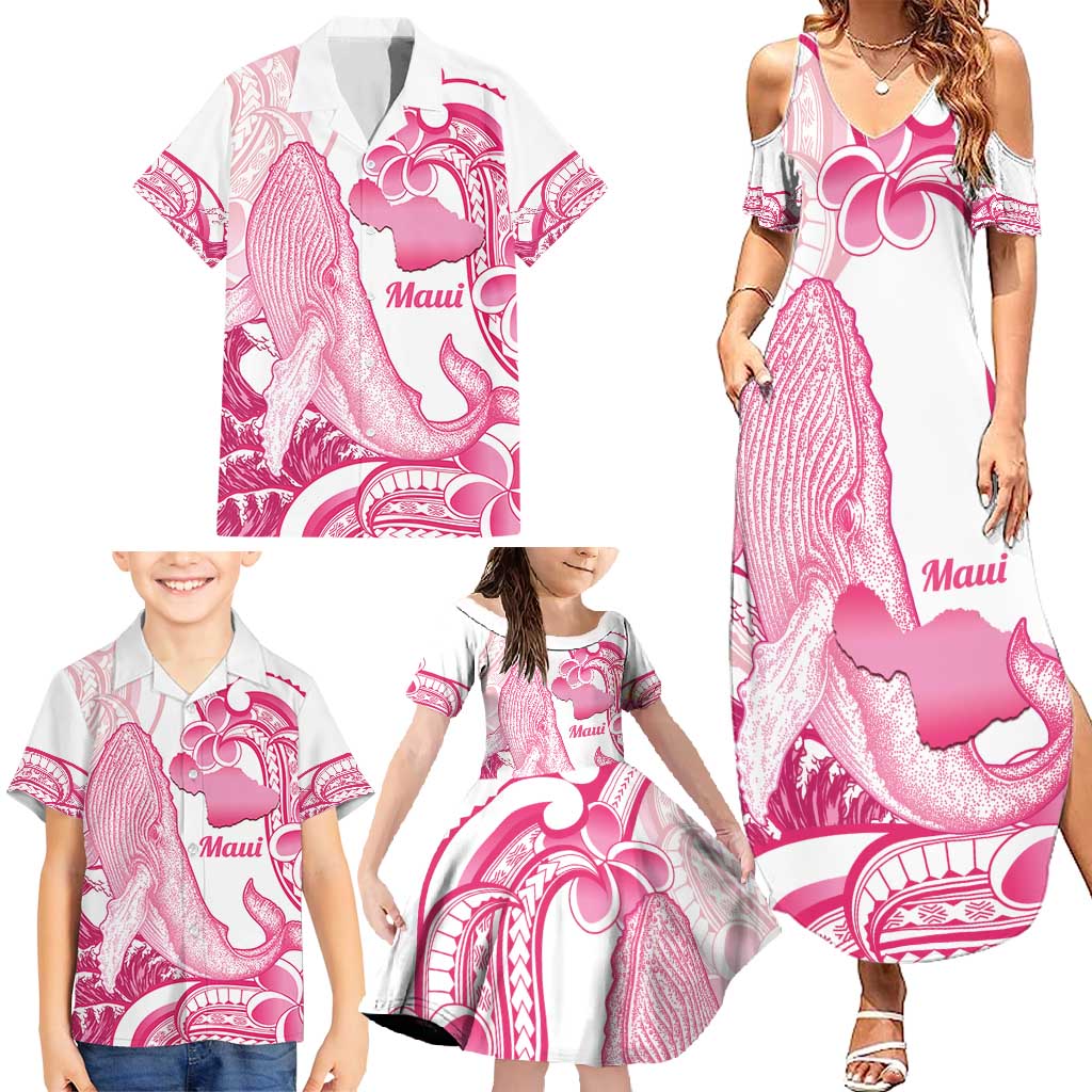 Aloha Hawaii Maui Family Matching Summer Maxi Dress and Hawaiian Shirt Valley Isle Humpback Whale White LT14 - Polynesian Pride