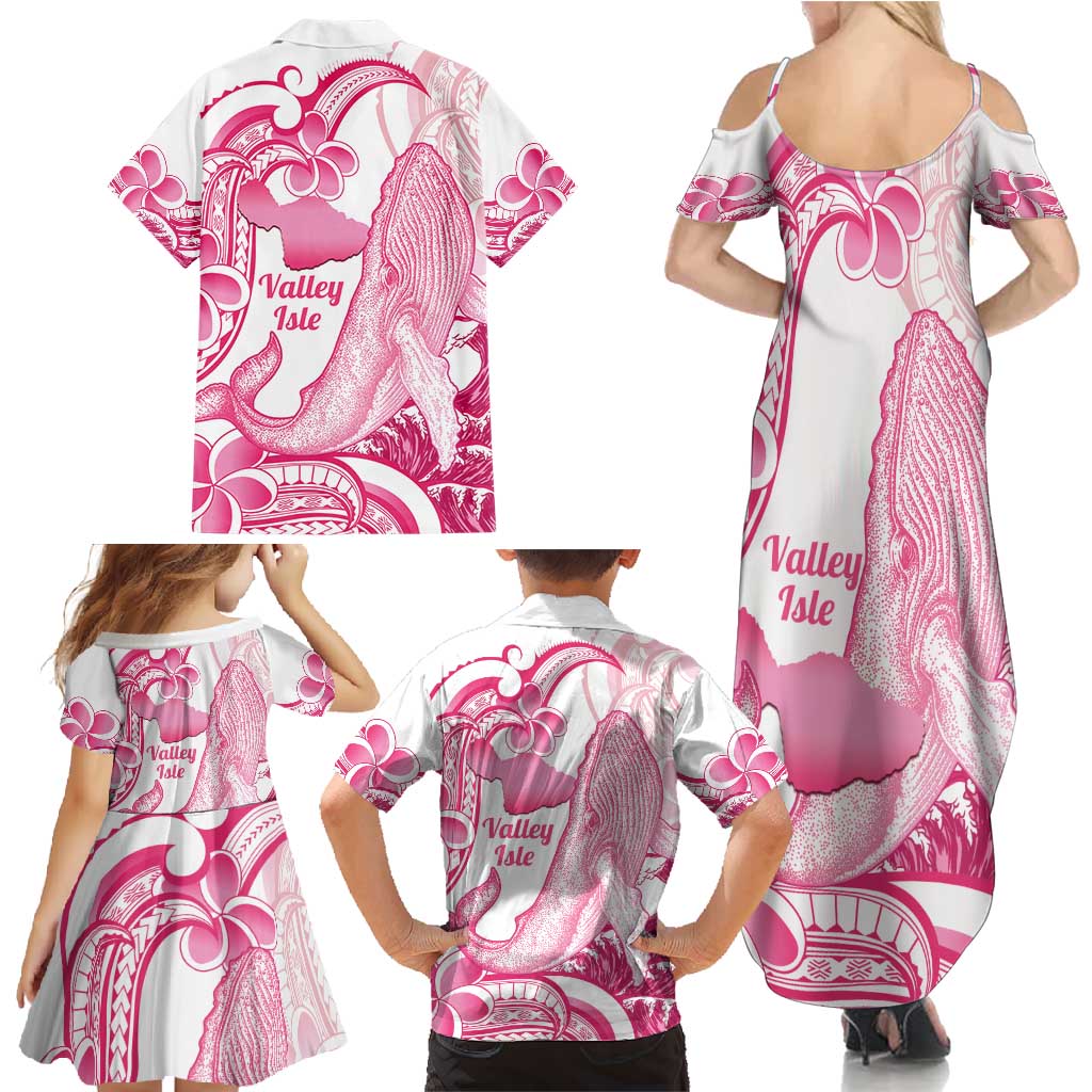 Aloha Hawaii Maui Family Matching Summer Maxi Dress and Hawaiian Shirt Valley Isle Humpback Whale White LT14 - Polynesian Pride