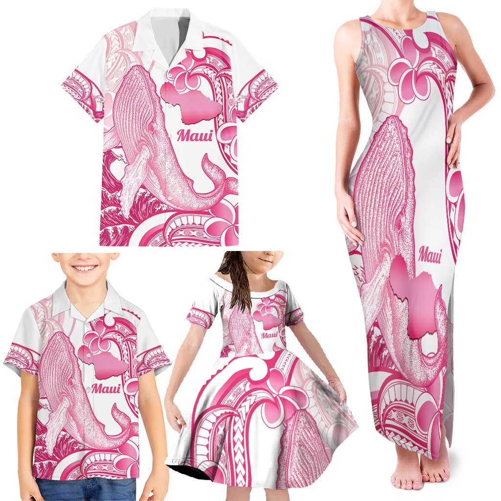 Aloha Hawaii Maui Family Matching Tank Maxi Dress and Hawaiian Shirt Valley Isle Humpback Whale White LT14 - Polynesian Pride