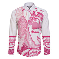 Aloha Hawaii Maui Family Matching Tank Maxi Dress and Hawaiian Shirt Valley Isle Humpback Whale White LT14 Dad's Shirt - Long Sleeve White - Polynesian Pride