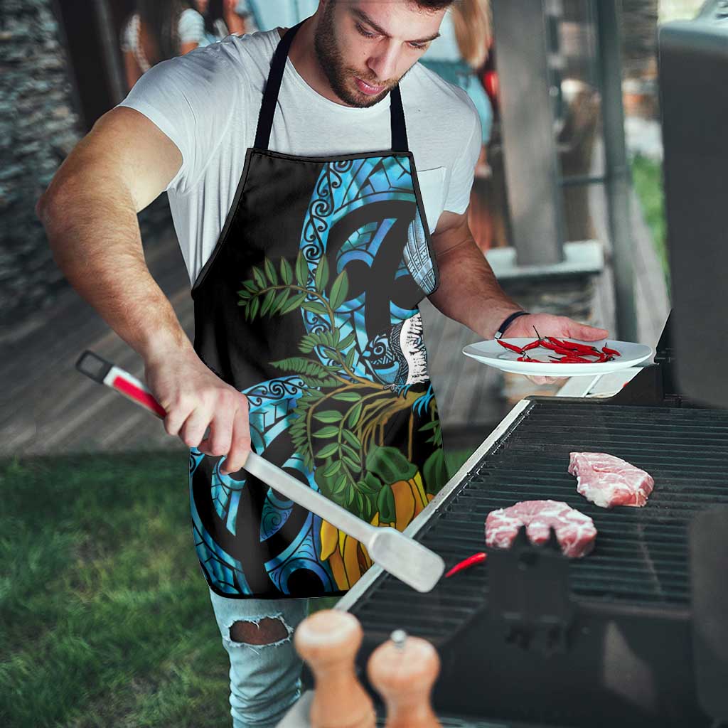 Turquoise New Zealand Kowhai And Piwakawaka Apron Maori Ngaru Paua Shell - Polynesian Pride