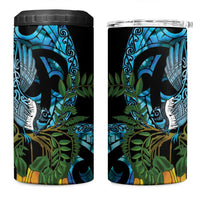 Turquoise New Zealand Kowhai And Piwakawaka 4 in 1 Can Cooler Tumbler Maori Ngaru Paua Shell LT14 One Size: 16 oz Turquoise - Polynesian Pride