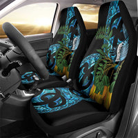 Turquoise New Zealand Kowhai And Piwakawaka Car Seat Cover Maori Ngaru Paua Shell LT14 - Polynesian Pride