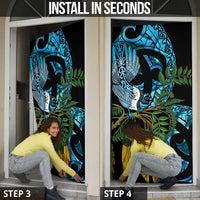 Turquoise New Zealand Kowhai And Piwakawaka Door Cover Maori Ngaru Paua Shell LT14 - Polynesian Pride