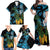 Turquoise New Zealand Kowhai And Piwakawaka Family Matching Off Shoulder Maxi Dress and Hawaiian Shirt Maori Ngaru Paua Shell