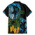 Turquoise New Zealand Kowhai And Piwakawaka Family Matching Off Shoulder Maxi Dress and Hawaiian Shirt Maori Ngaru Paua Shell