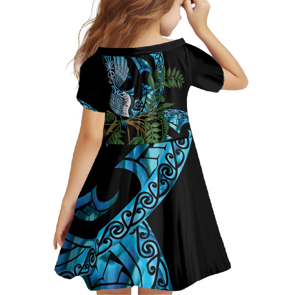 Turquoise New Zealand Kowhai And Piwakawaka Family Matching Summer Maxi Dress and Hawaiian Shirt Maori Ngaru Paua Shell LT14 - Polynesian Pride