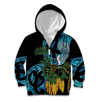 Turquoise New Zealand Kowhai And Piwakawaka Kid Hoodie Maori Ngaru Paua Shell LT14 Zip Hoodie Turquoise - Polynesian Pride