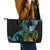 Turquoise New Zealand Kowhai And Piwakawaka Leather Tote Bag Maori Ngaru Paua Shell