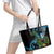 Turquoise New Zealand Kowhai And Piwakawaka Leather Tote Bag Maori Ngaru Paua Shell