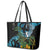 Turquoise New Zealand Kowhai And Piwakawaka Leather Tote Bag Maori Ngaru Paua Shell