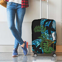 Turquoise New Zealand Kowhai And Piwakawaka Luggage Cover Maori Ngaru Paua Shell LT14 - Polynesian Pride