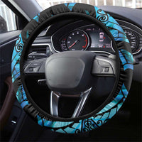 Turquoise New Zealand Kowhai And Piwakawaka Steering Wheel Cover Maori Ngaru Paua Shell LT14 - Polynesian Pride