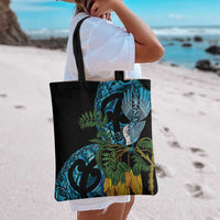 Turquoise New Zealand Kowhai And Piwakawaka Tote Bag Maori Ngaru Paua Shell LT14 - Polynesian Pride