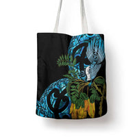 Turquoise New Zealand Kowhai And Piwakawaka Tote Bag Maori Ngaru Paua Shell LT14 - Polynesian Pride