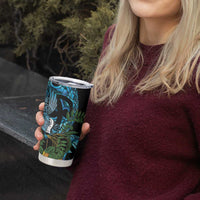 Turquoise New Zealand Kowhai And Piwakawaka Tumbler Cup Maori Ngaru Paua Shell LT14 - Polynesian Pride