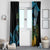 Turquoise New Zealand Kowhai And Piwakawaka Window Curtain Maori Ngaru Paua Shell