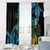 Turquoise New Zealand Kowhai And Piwakawaka Window Curtain Maori Ngaru Paua Shell