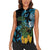 Turquoise New Zealand Kowhai And Piwakawaka Women Sleeveless Polo Shirt Maori Ngaru Paua Shell