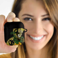 Yellow New Zealand Kowhai And Piwakawaka AirPods Case Maori Ngaru Paua Shell LT14 - Polynesian Pride