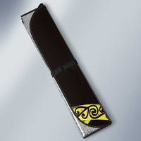 Yellow New Zealand Kowhai And Piwakawaka Auto Sun Shade Maori Ngaru Paua Shell - Polynesian Pride