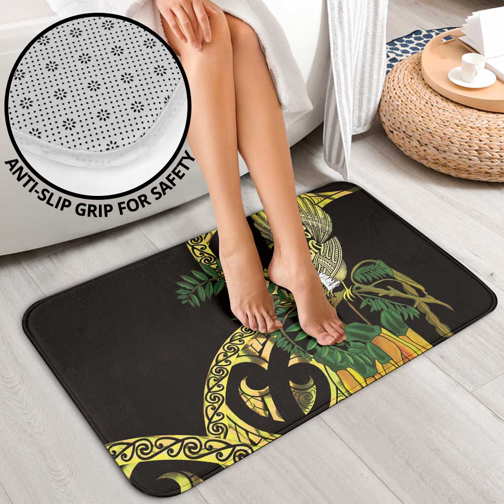 Yellow New Zealand Kowhai And Piwakawaka Bathroom Set Maori Ngaru Paua Shell - Polynesian Pride